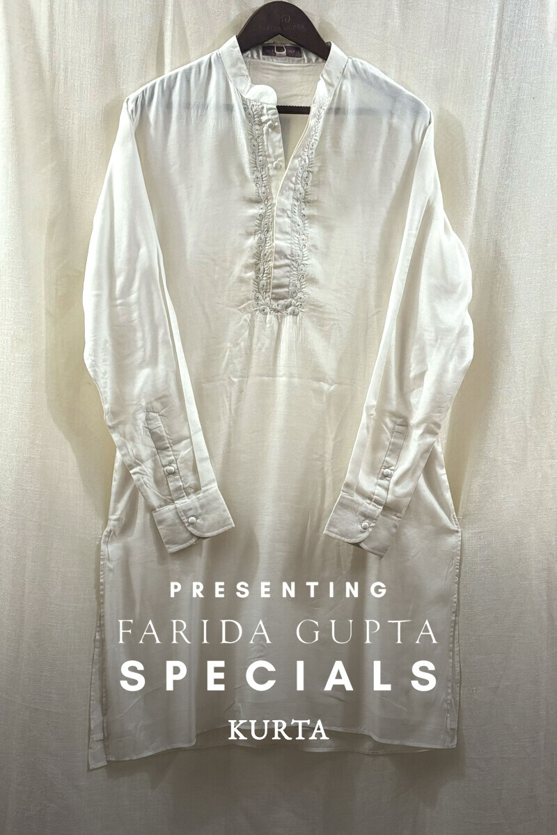 White Handcrafted Chanderi Kurta