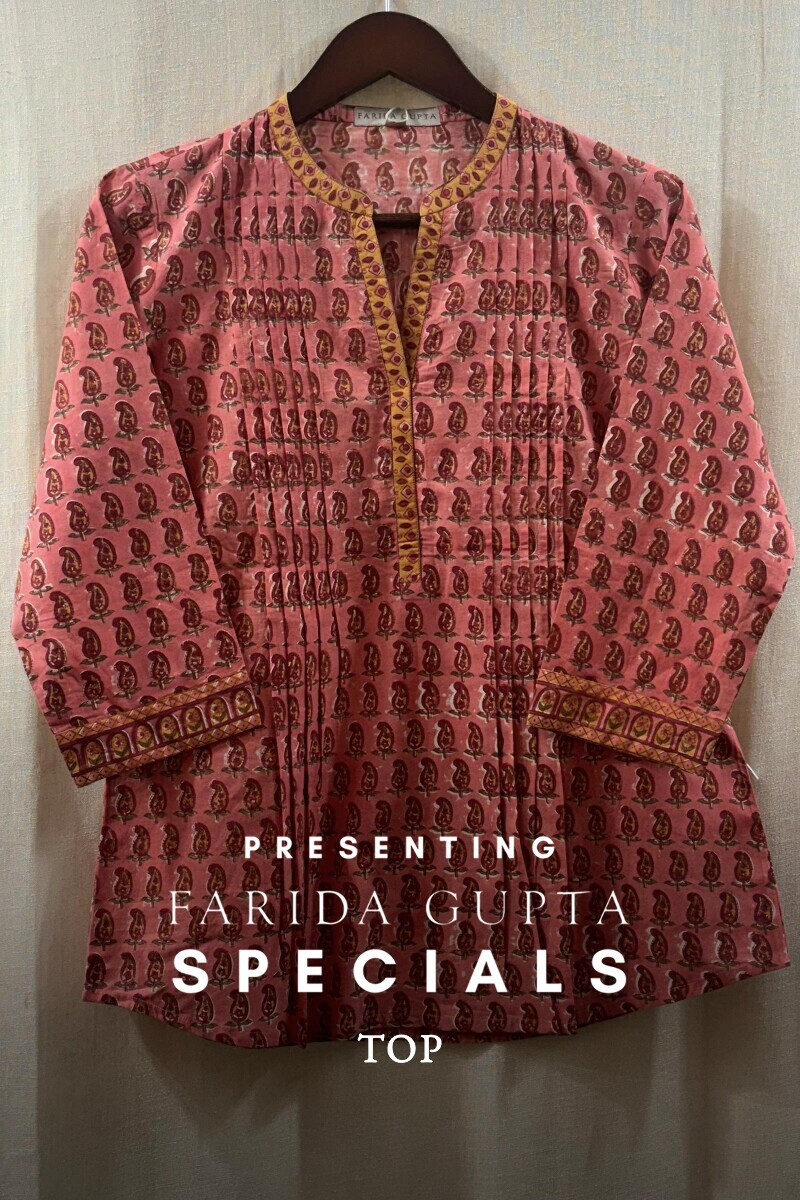 Pink Hand Block-Printed Cotton Top