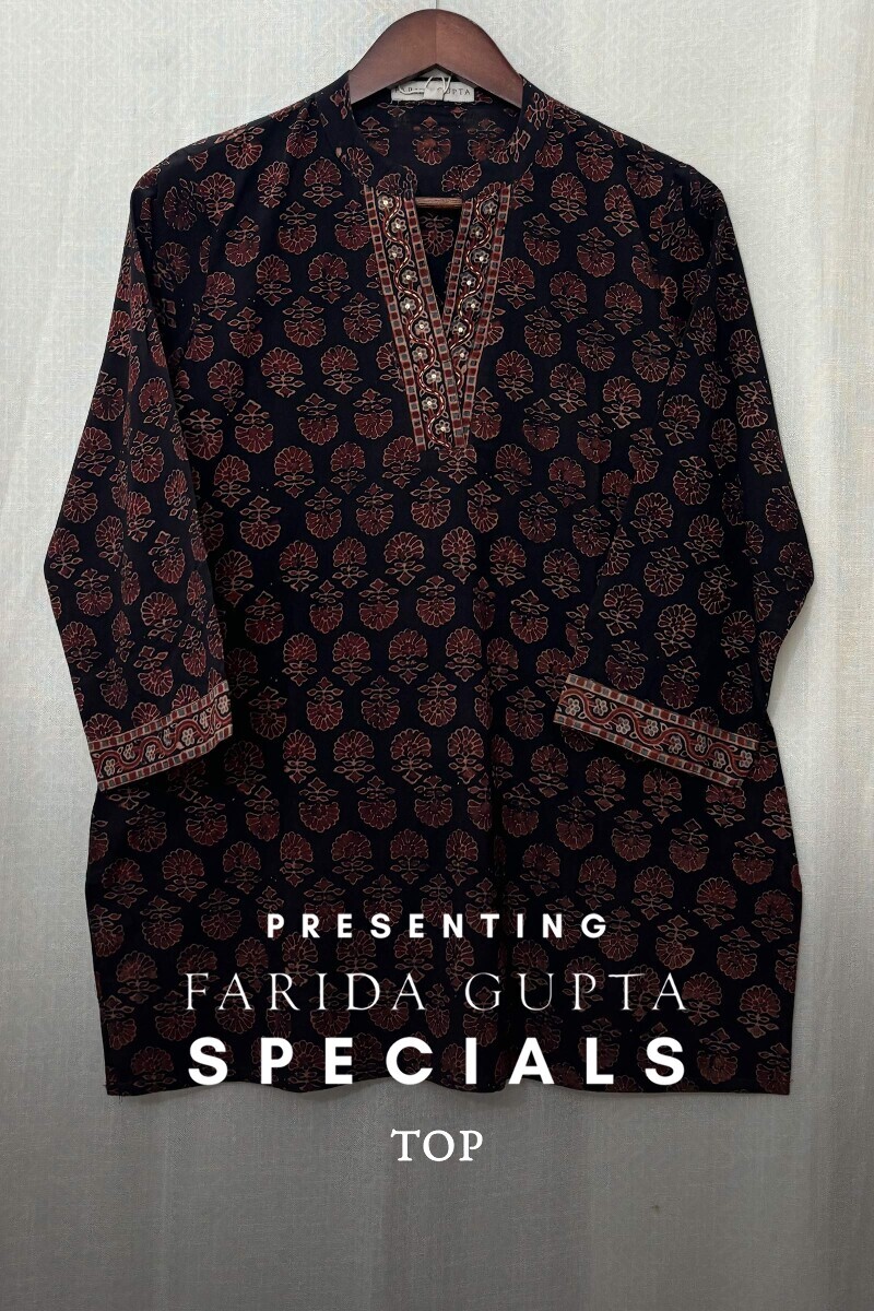 Ajrak Hand Block-Printed Cotton Top