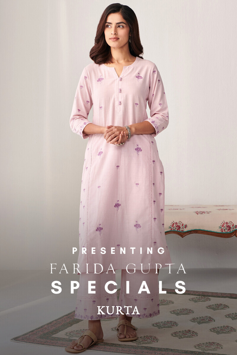 Purple Handcrafted Straight Cotton Flax Kurta