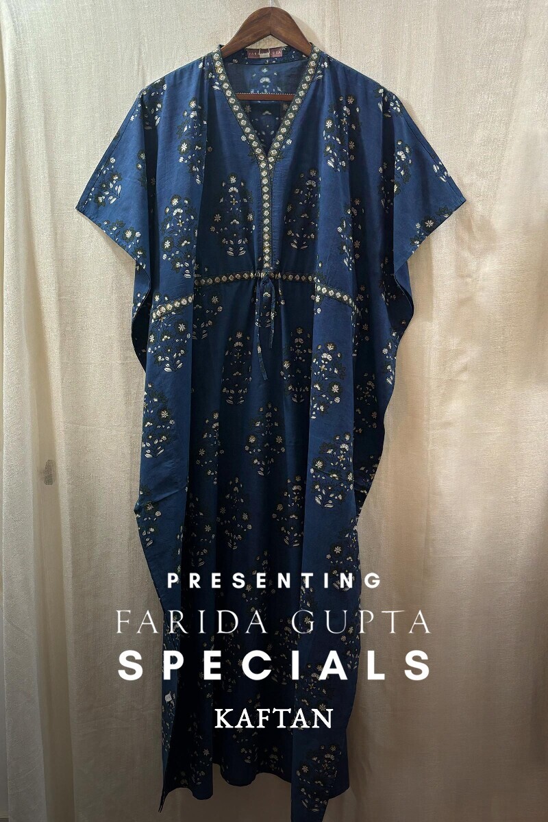 Blue Hand Block-Printed Kaftan