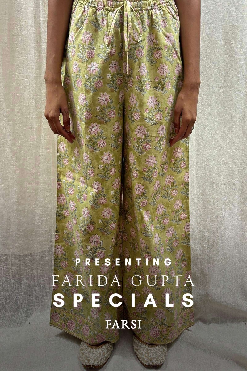 Green Hand Block-Printed Cotton Farsi