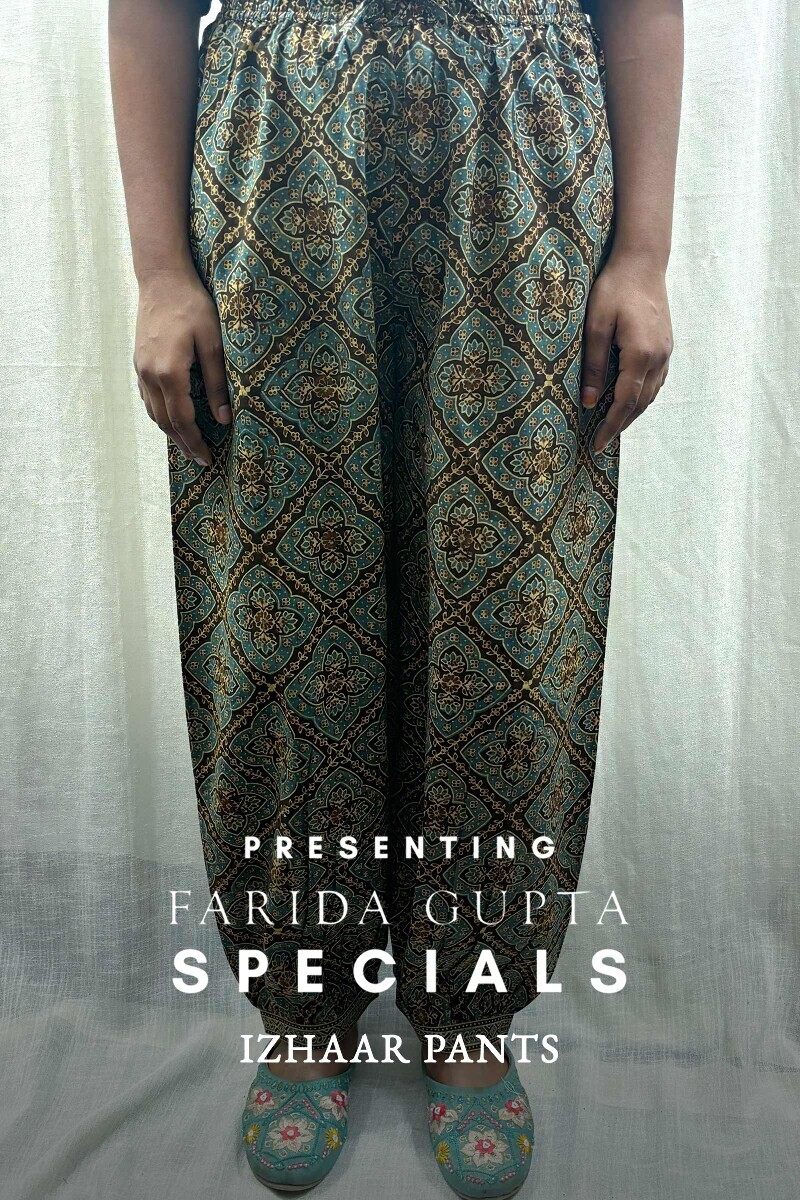Brown Hand Block-Printed Izhaar Pants