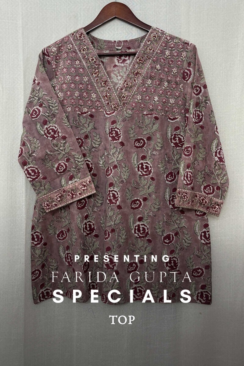 Mauve Hand Block-Printed Top