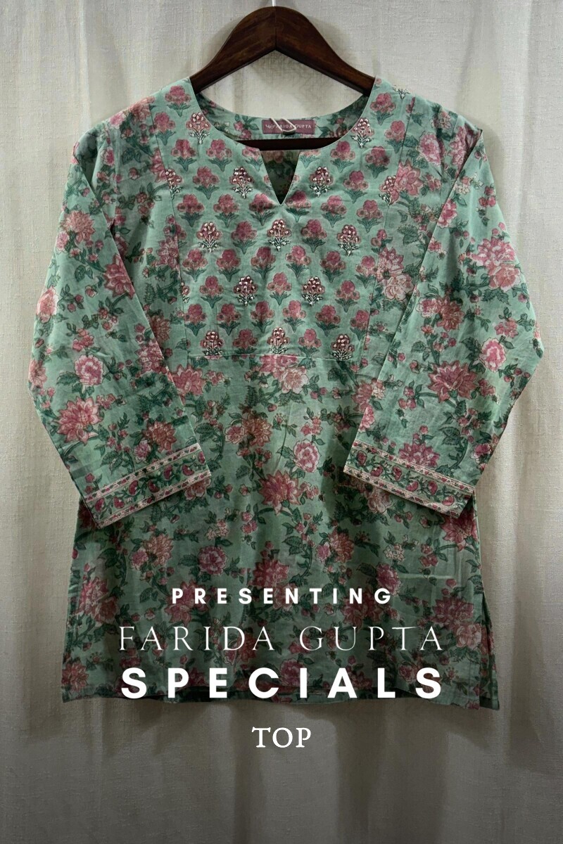 Green Hand Block-Printed Top