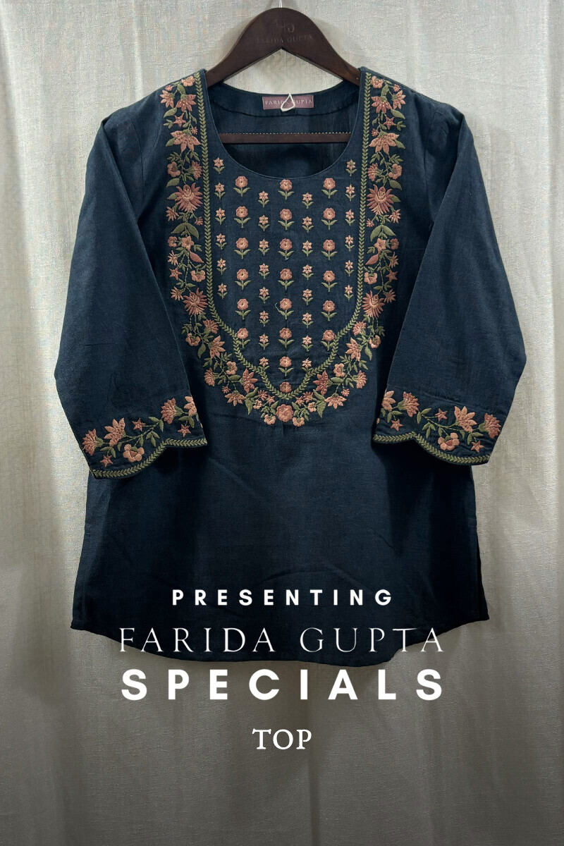 Blue Handcrafted Cotton Tops