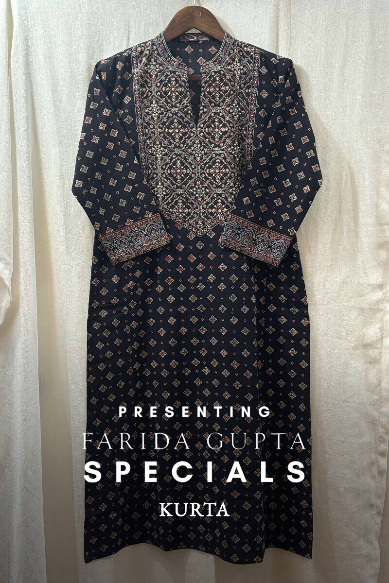 Ajrak Hand Block-Printed Straight Cotton Kurta