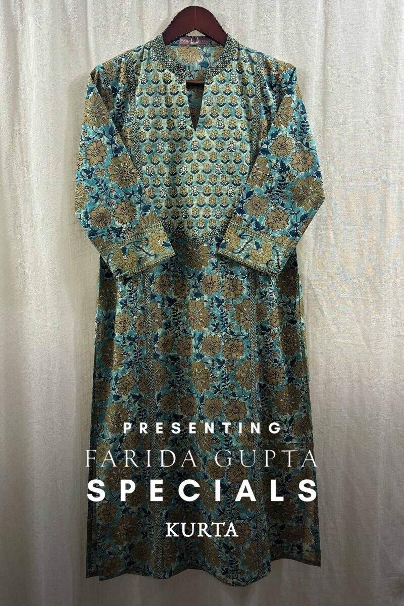 Blue Hand Printed Kurta