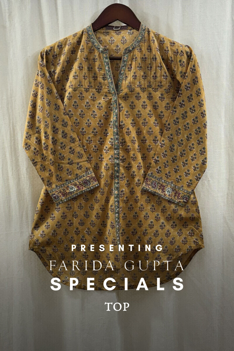 Mustard Hand Block-Printed Kurta