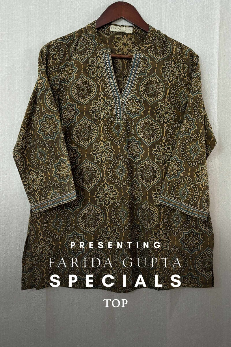 Ajrak Hand Block-Printed Cotton Top