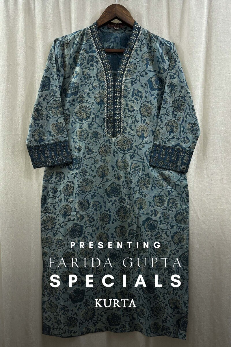 Blue Hand Block-Printed Kurta