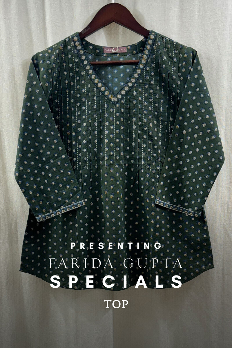Green Hand Block-Printed Top
