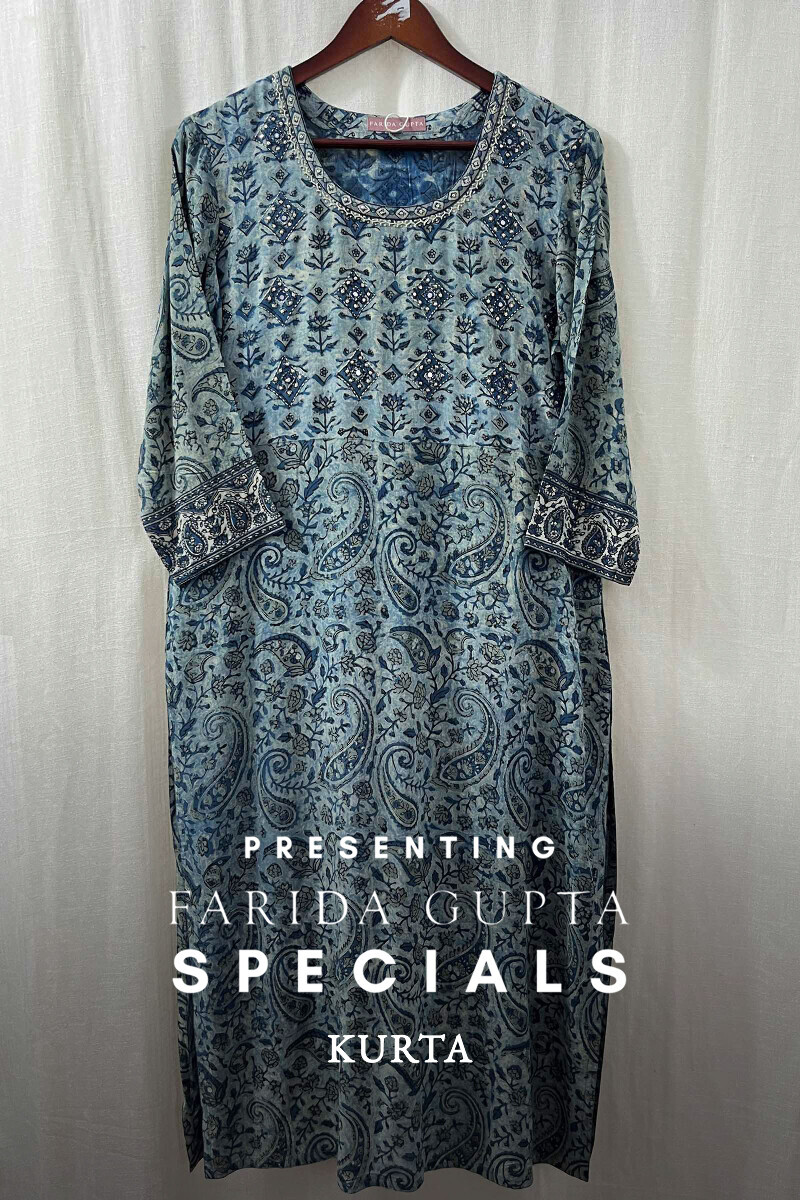 Indigo Hand Block-Printed Kurta