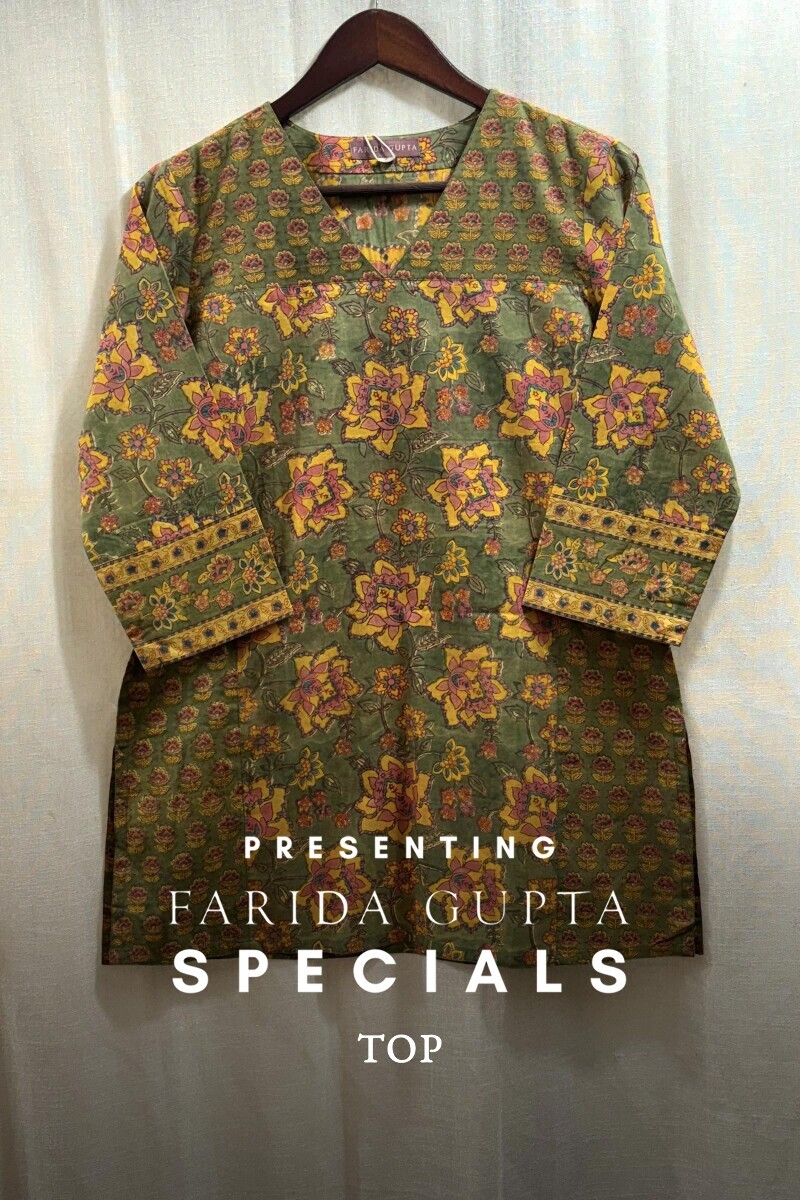 Green Hand Block-Printed Top