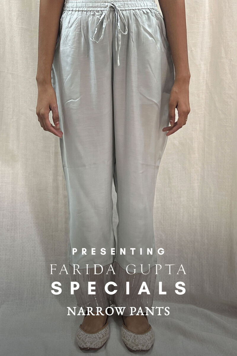 Blue Handcrafted Viscose Narrow Pants