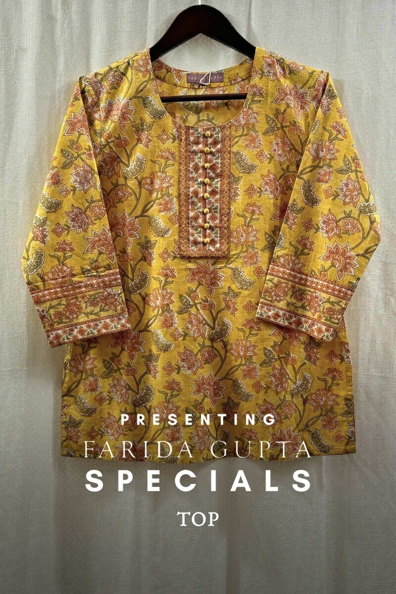 Yellow Hand Block-Printed Top