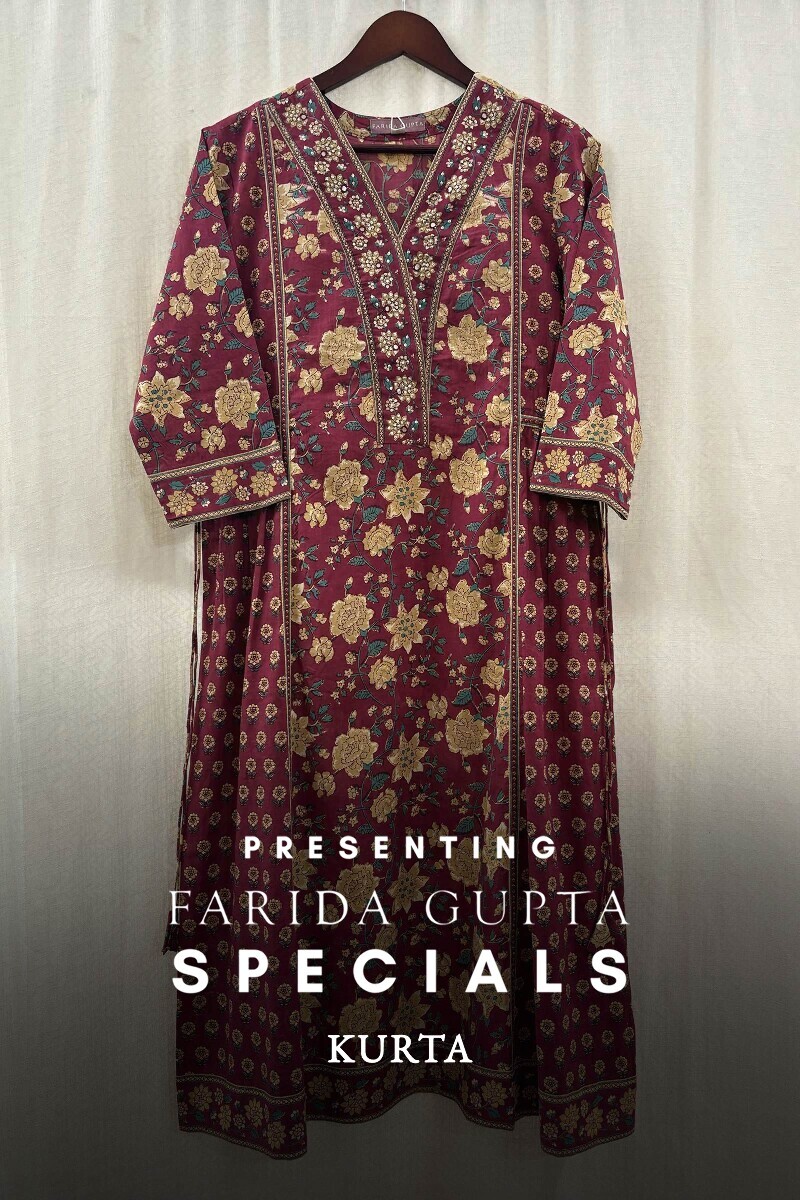 Red Hand Screen-Printed Kurta