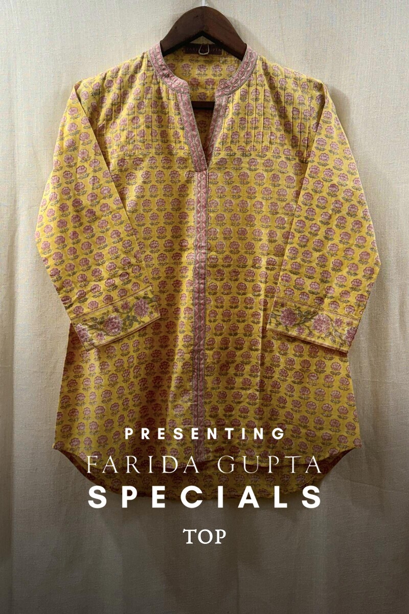 Yellow Hand Block-Printed Top