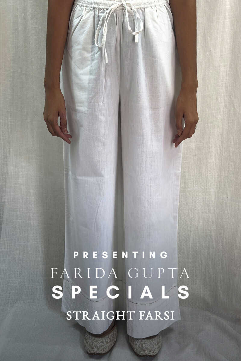 White Handcrafted Cotton Straight Farsi