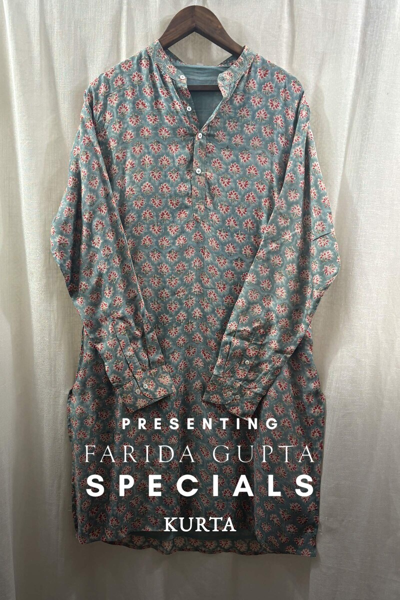 Blue Hand Block-Printed Modal Kurta