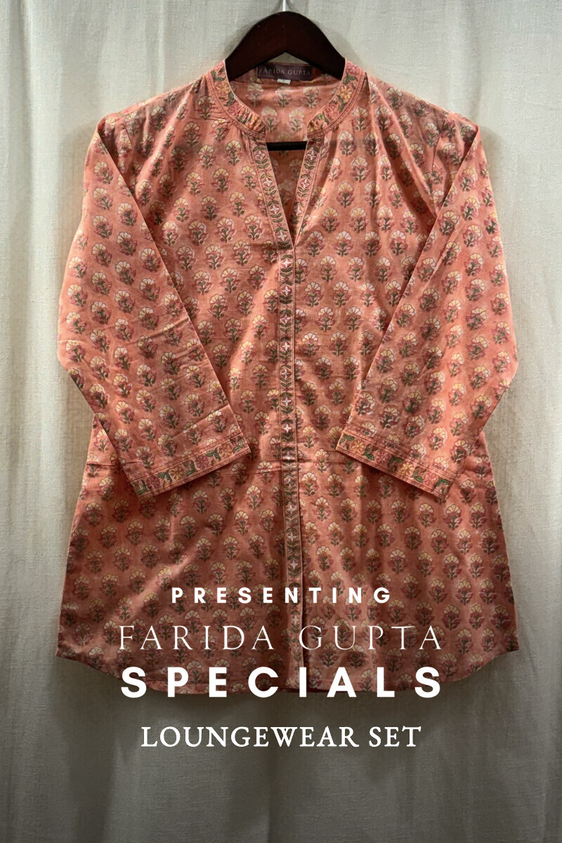 Peach Hand Block-Printed Loungewear Set