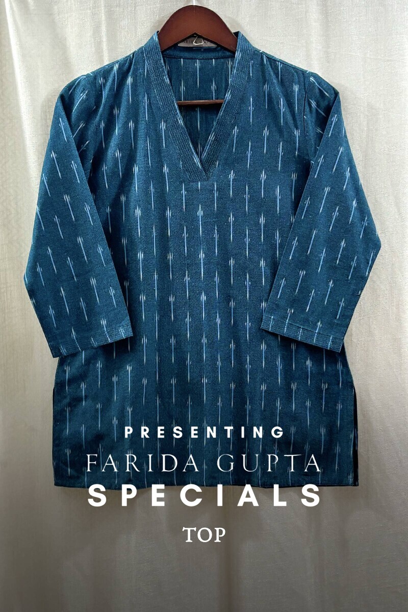 Blue Handcrafted Cotton Polyester Top