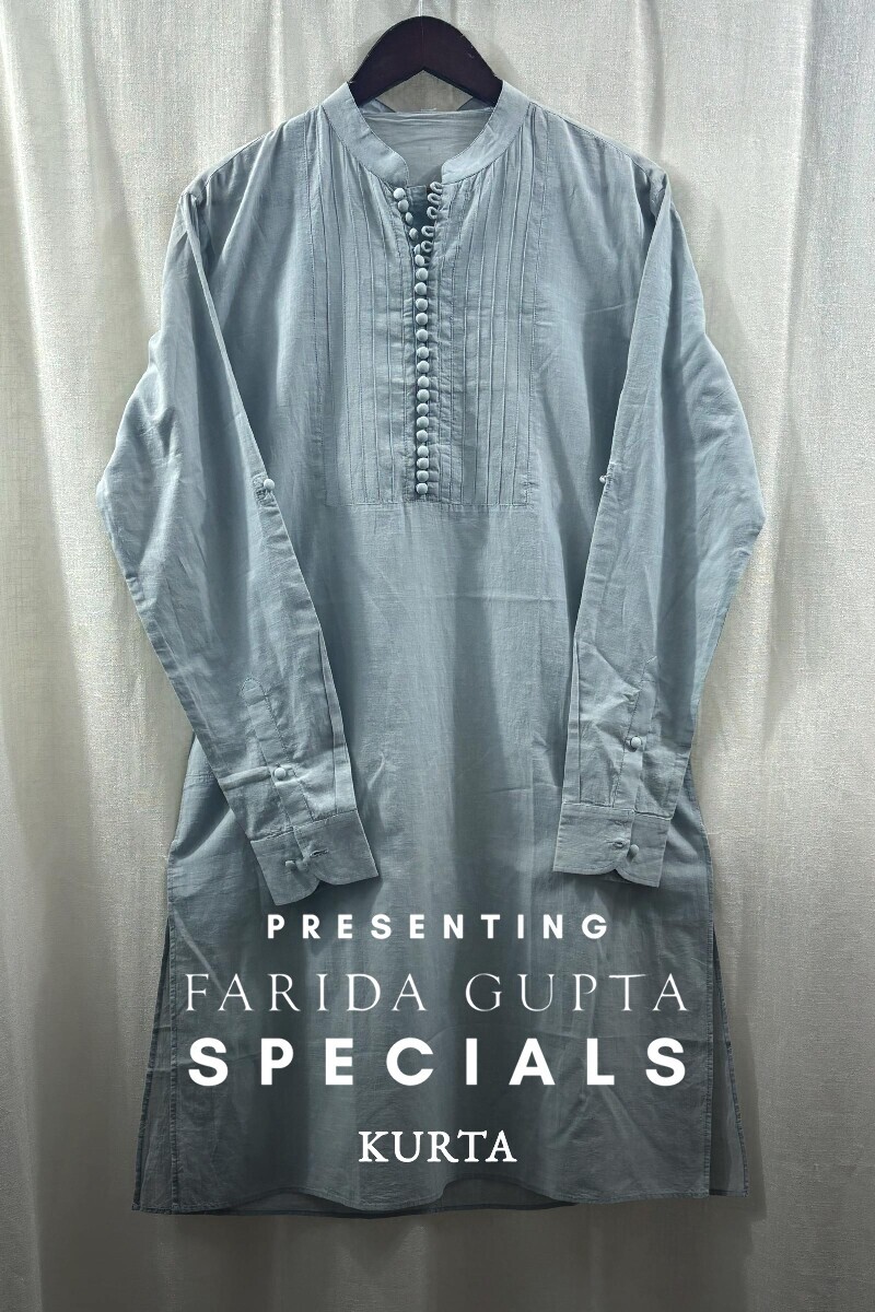 Blue Handcrafted Cotton Slub Kurta