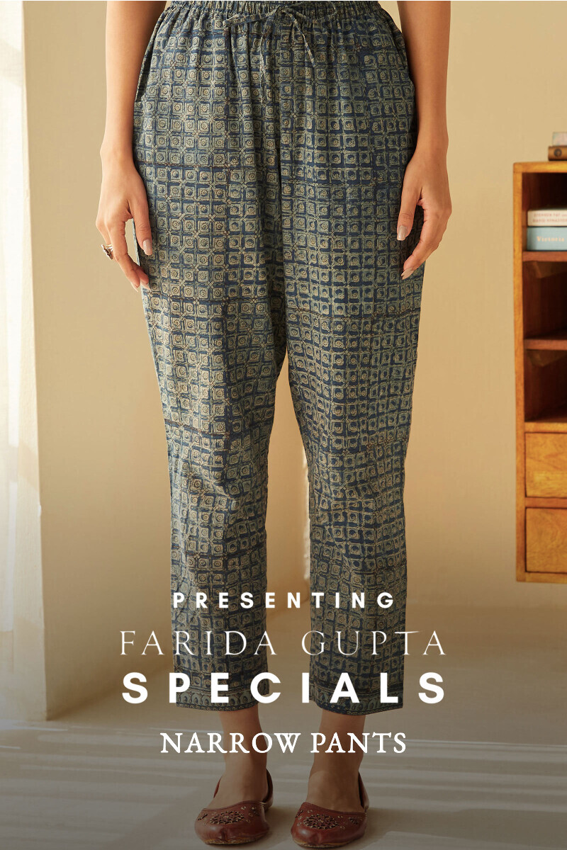 Akola Hand Block-Printed Cotton Narrow Pants