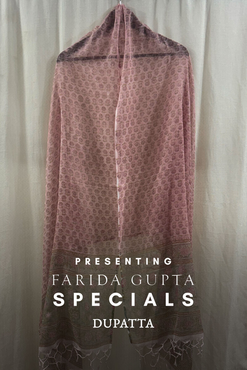 Pink Hand Block-Printed Kota Dupatta