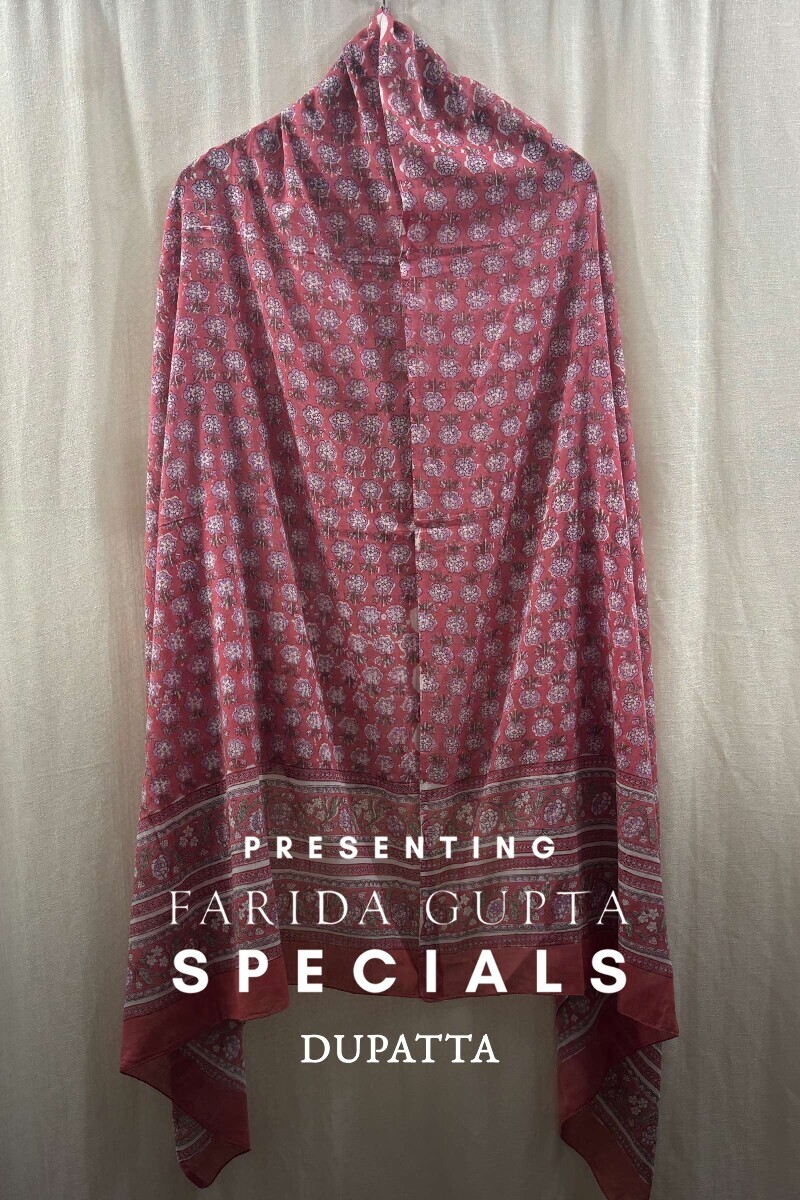 Pink Hand Block-Printed Dupatta