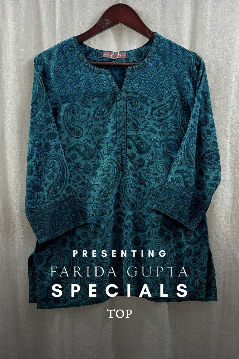 Teal Hand Block-Printed