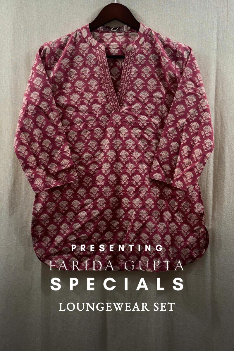 Pink Hand Printed Cotton Loungewear Set