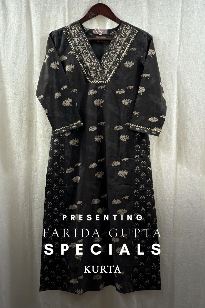 Akola Hand Block-Printed Straight Cotton Kurta