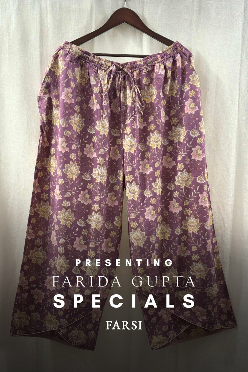 Purple Hand Block-Printed Cotton Farsi