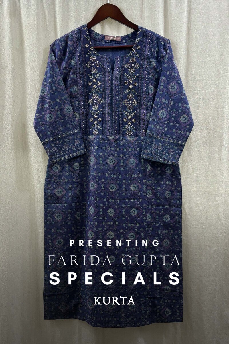 Blue Hand Block-Printed Kurta