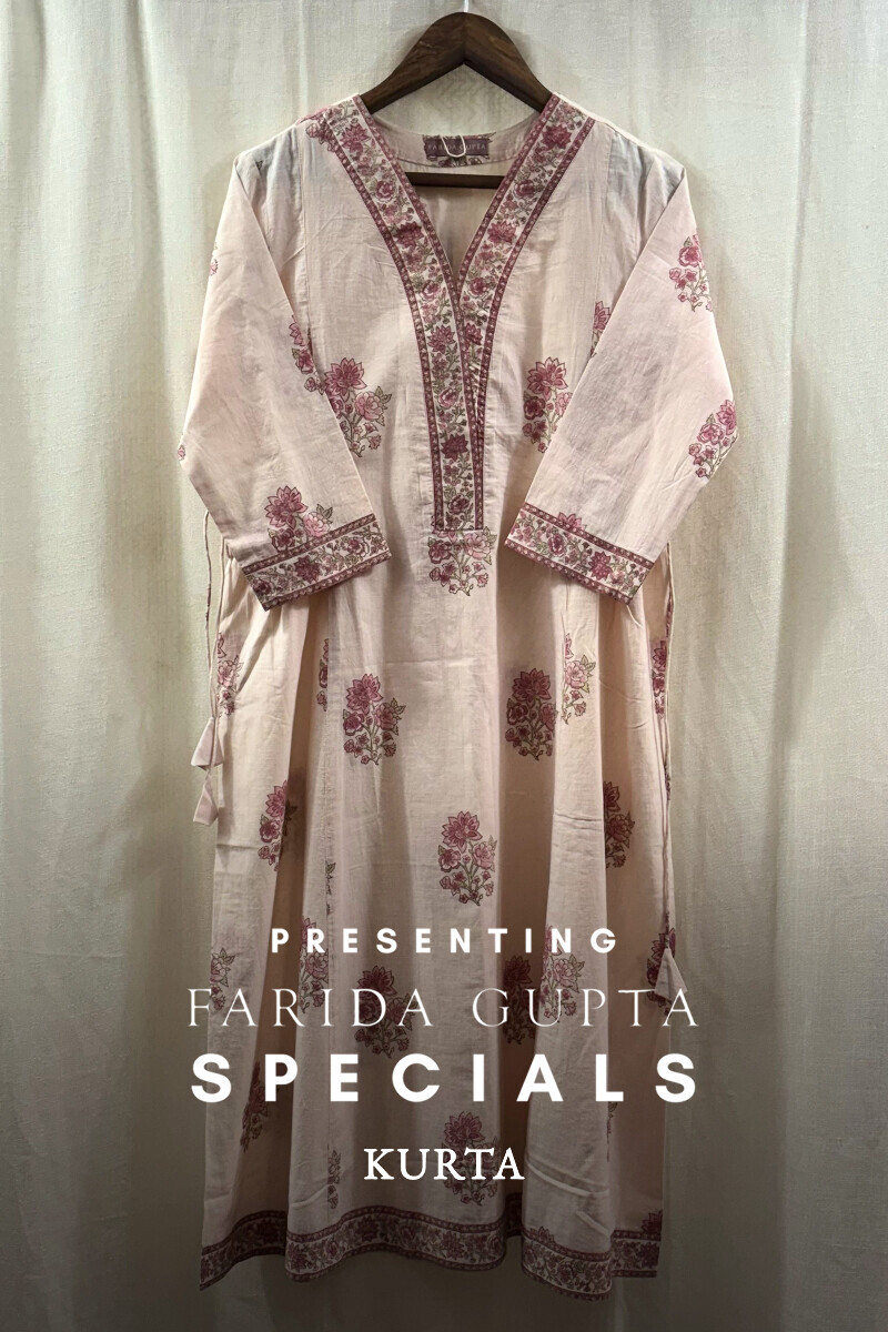 Pink Hand Block-Printed Kurta