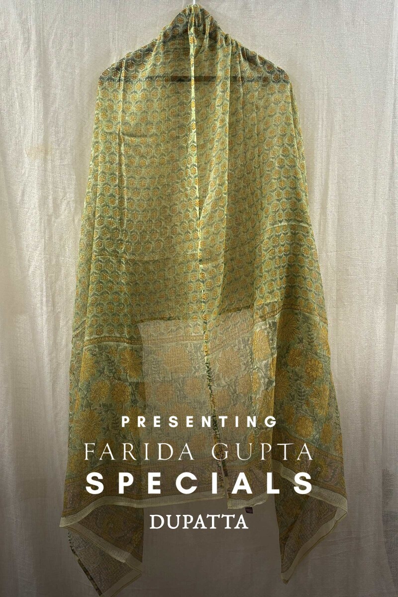 Green Hand Block-Printed Kota Dupatta