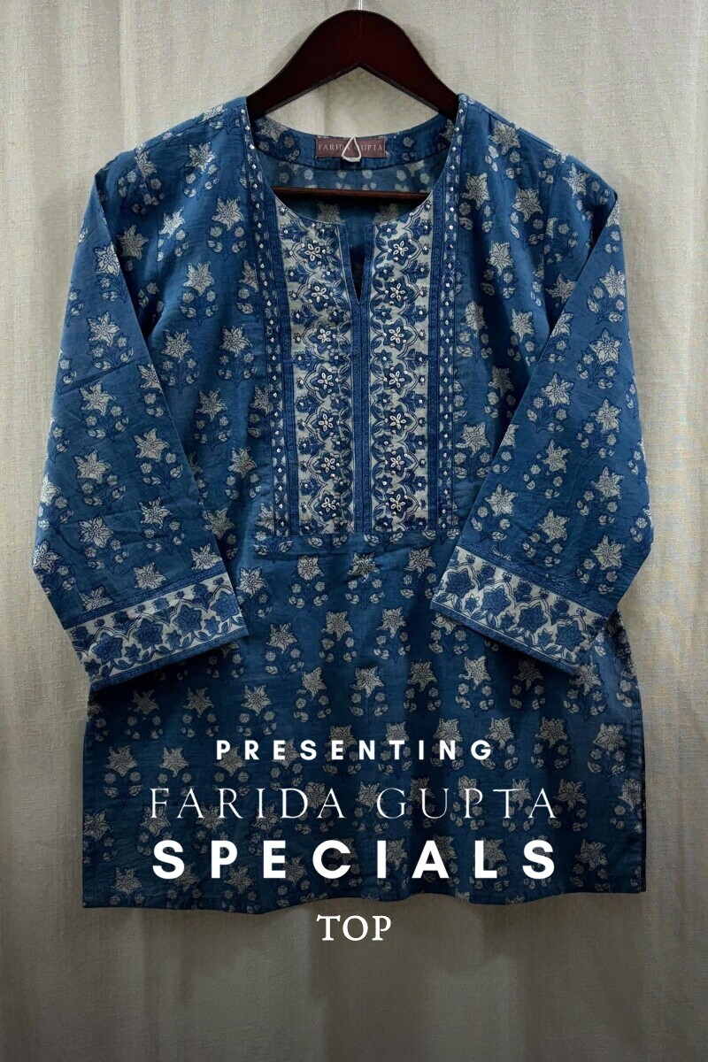 Buy Blue Hand Block-Printed Top
