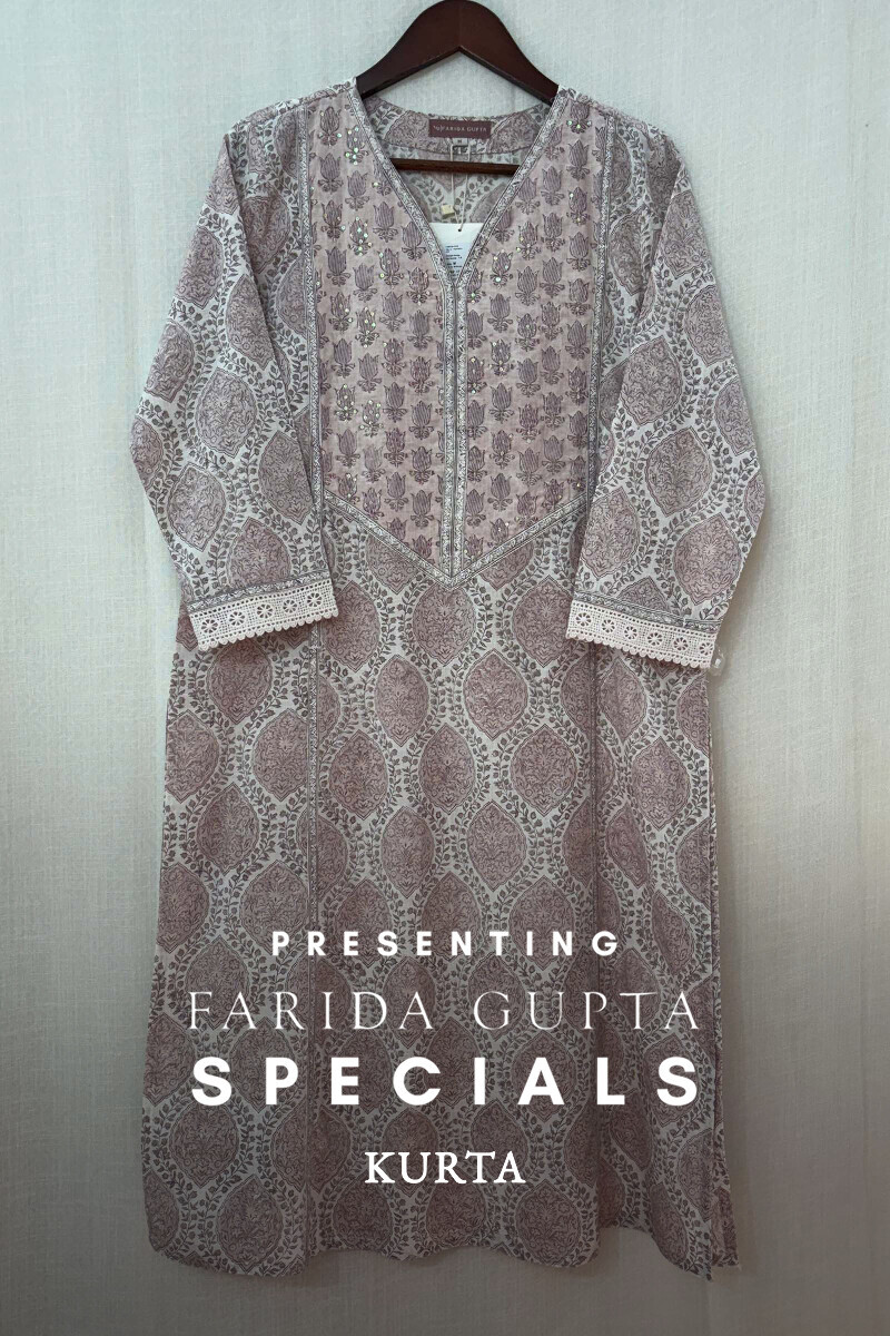 White Hand Block-Printed Kurta
