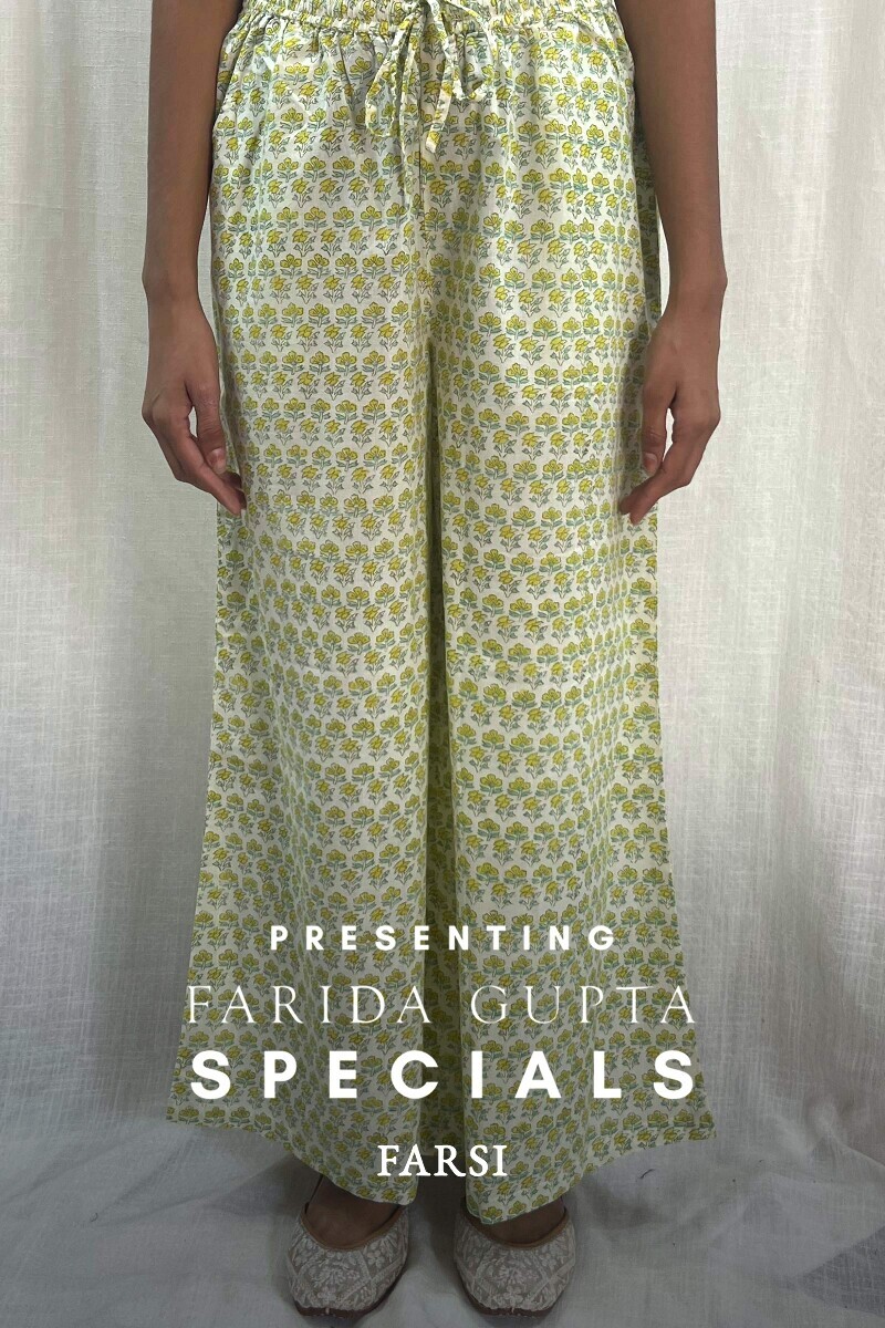 Green Hand Block-Printed Cotton Farsi