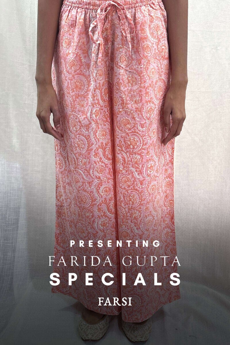 Pink Hand Block-Printed Cotton Farsi