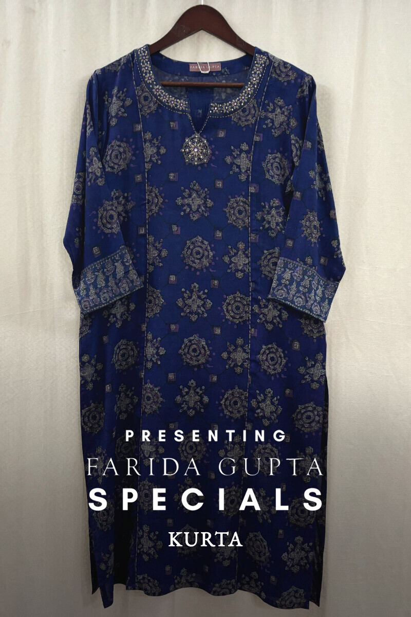 Purple Hand Block-Printed Kurta