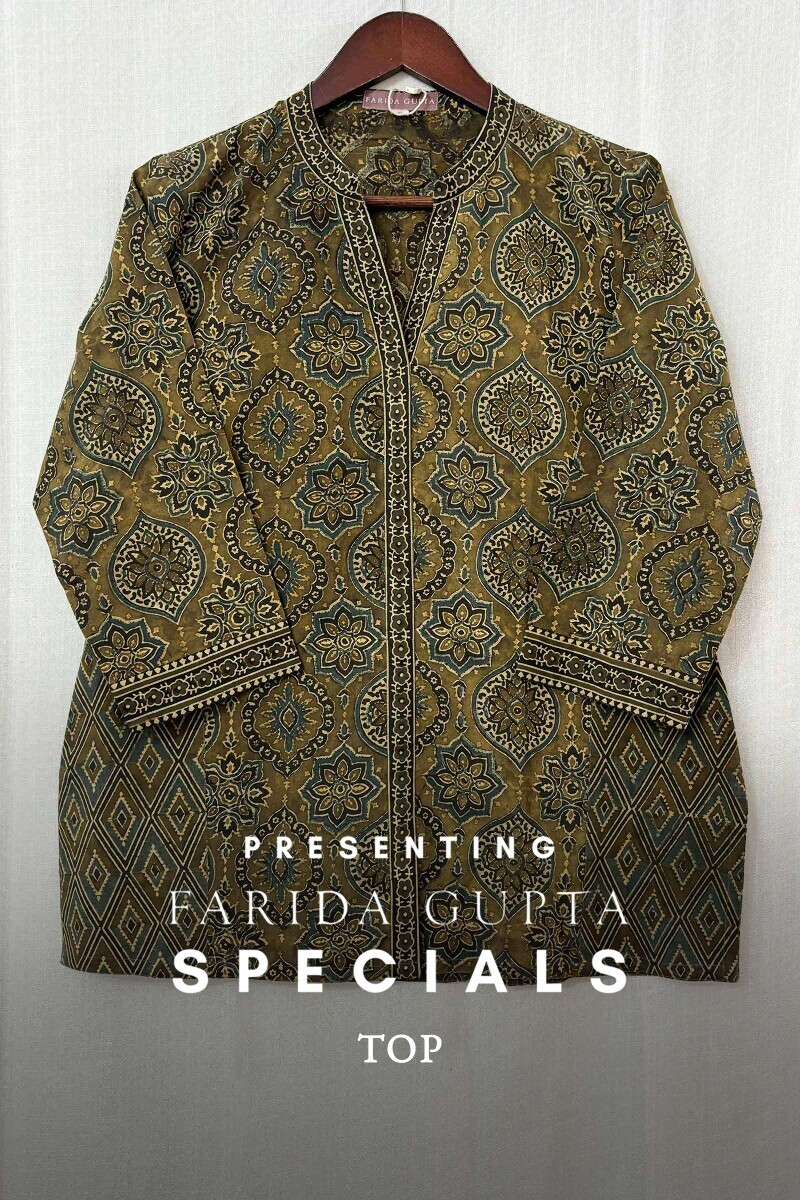 Ajrak Hand Block-Printed Cotton Top