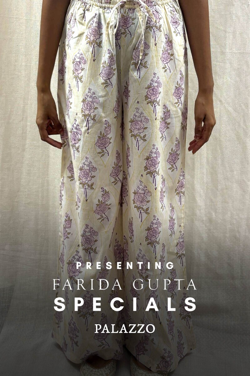 Off-White Hand Block-Printed Cotton Farsi