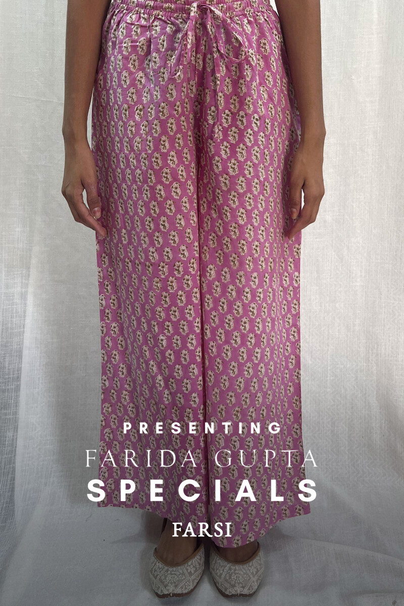Purple Hand Block-Printed Cotton Farsi