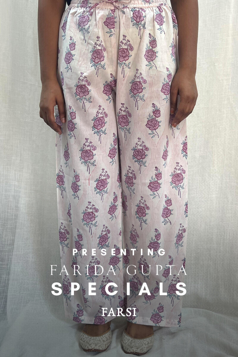 Off-White Hand Block-Printed Cotton Farsi