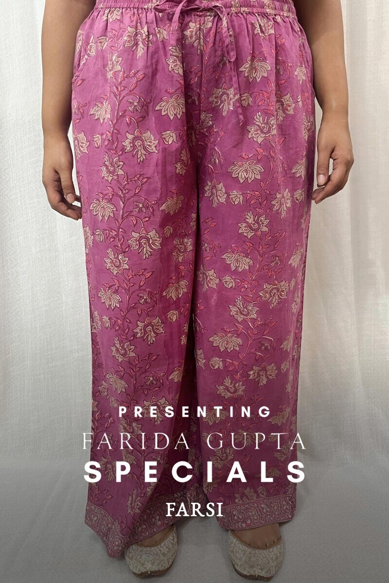 Purple Hand Block-Printed Cotton Farsi