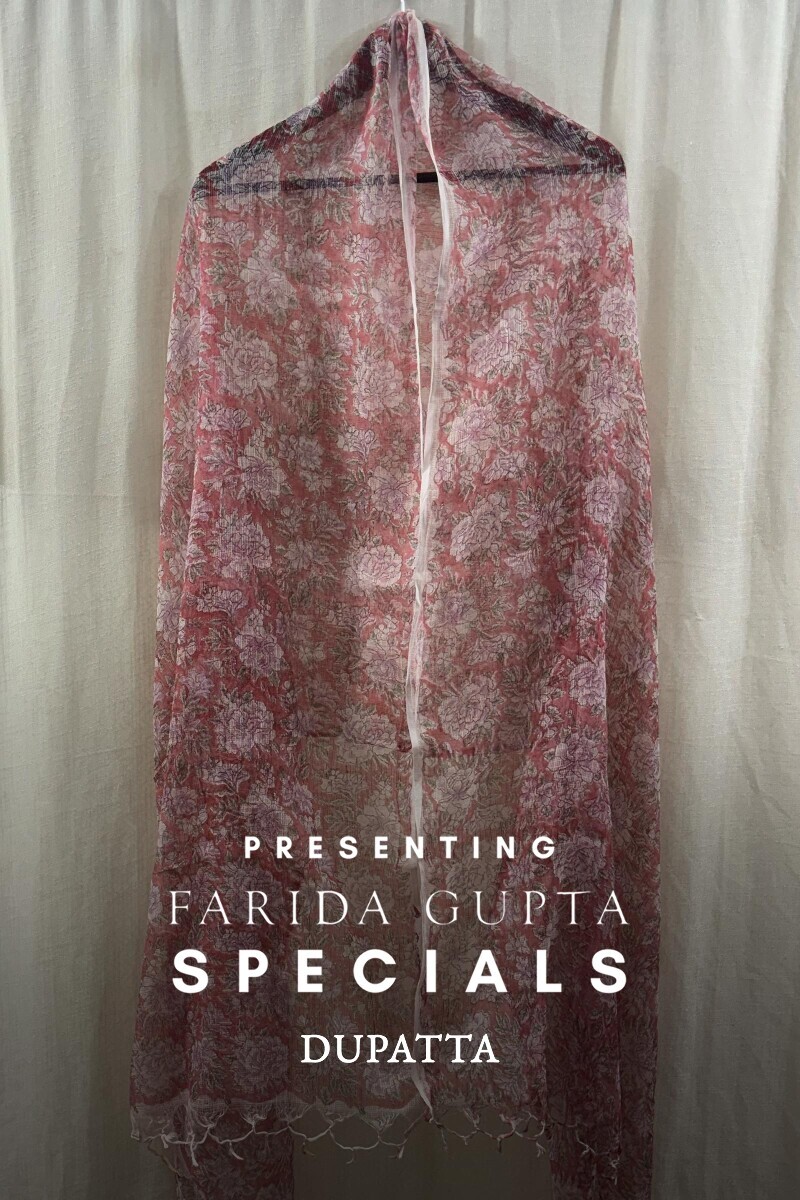 Pink Hand Block-Printed Kota Dupatta