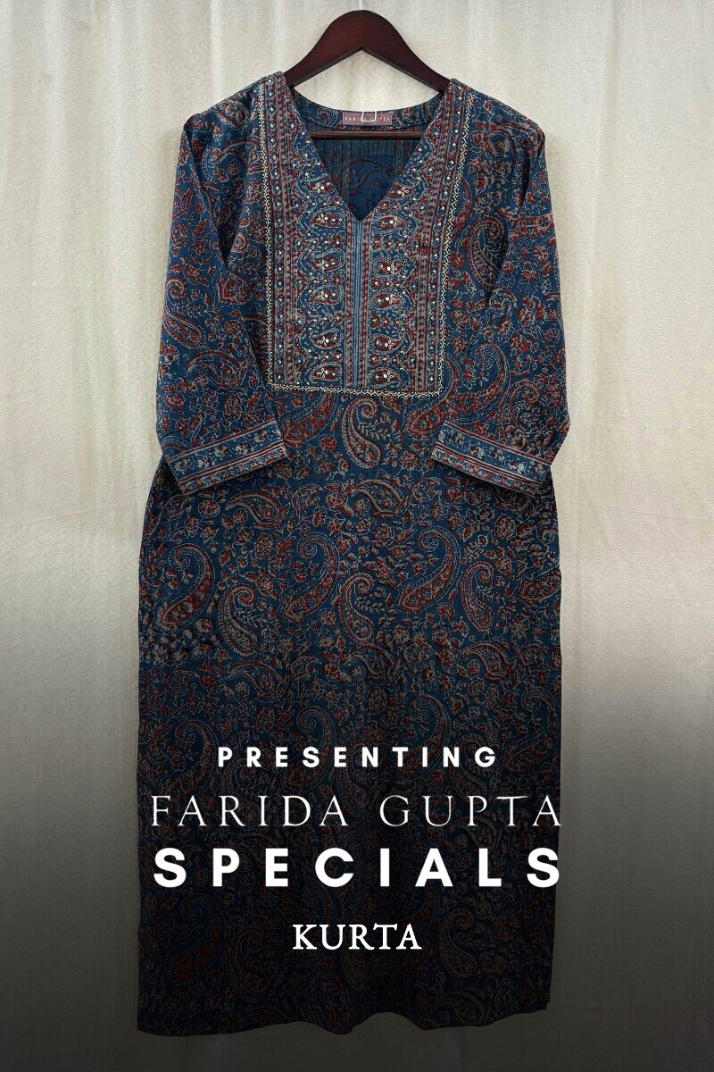 Blue Hand Block-Printed Kurta