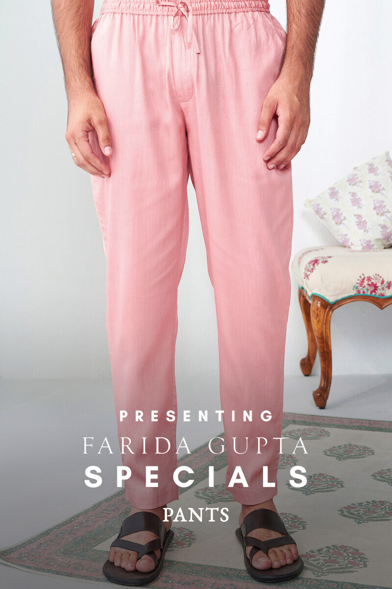 Pink Handcrafted Straight Handloom Cotton Pants